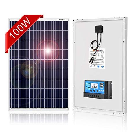 DOKIO Panel Solar 100W Polykristallin 12V Módulo solar con Controlador para casas jardines caravanas bombas