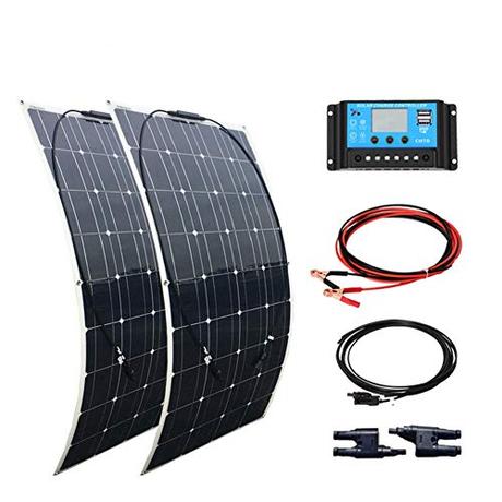 XINPUGUANG 200W panel solar kit 2 unids 100 w panel solar flexible módulo de celda de silicio monocristalino 20A controlador para barco de coche autocaravana marino 12 v cargador de batería