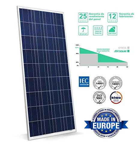 SunneSolar - Panel Solar de Policristalino con 72 células 330W 24V ideal para vivienda habitual chalets e instalaciones en casas de campo. Fabricado en Europa