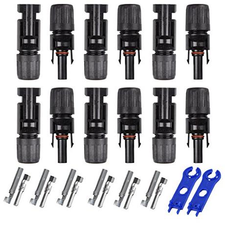 Todo lo que necesitas saber para montar placas solares en casa Pasway Conector MC4 Macho + Hembra M/H para Accesorios de Cable PV Panel Solar Impermeables (A - 6 Pares de Conector MC4)