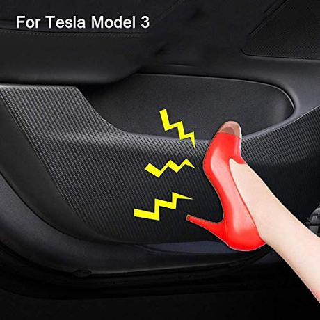 Hamkaw Accesorios Tesla Model 3 4 Piezas Puerta Anti-Kick Mat Adecuado para Todos Tesla Modelo 3