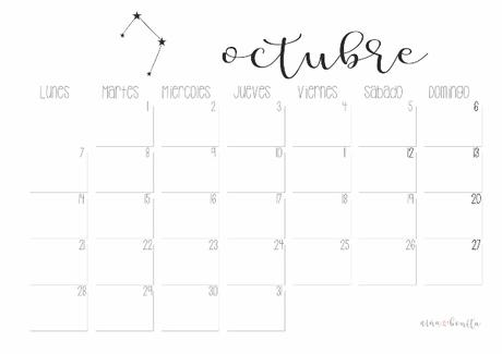 IMPRIMIBLE: Calendario octubre 2019