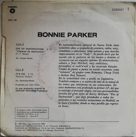 Bonnie Parker Acme Attractions Destruction 1982 (1981)