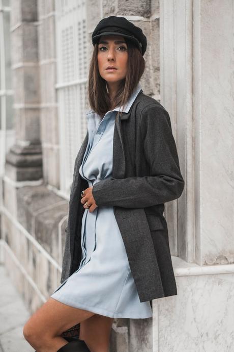 BLUE DRESS+COWBOY BOOTS+THE PERFECT BAG