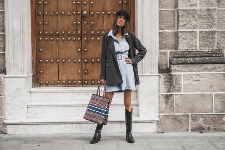 BLUE DRESS+COWBOY BOOTS+THE PERFECT BAG