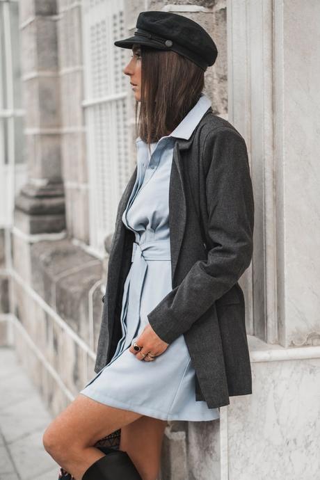 BLUE DRESS+COWBOY BOOTS+THE PERFECT BAG