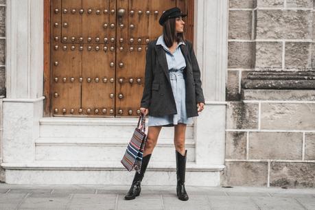 BLUE DRESS+COWBOY BOOTS+THE PERFECT BAG