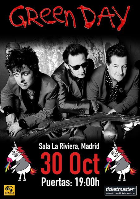 Concierto de Green Day en La Riviera madrileña el 30 de octubre