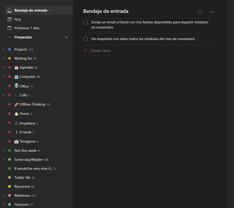 Mi sistema GTD® en Todoist: Organizar