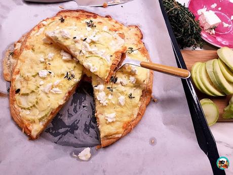 Tarta calabacinos y  quesos