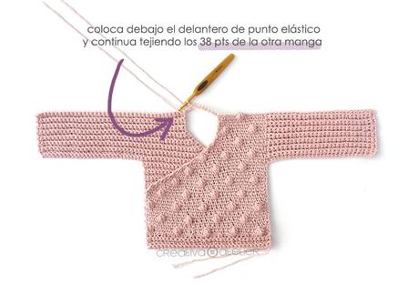 Kimono de Crochet de Bebé- Patrón y Tutorial Cómo tejer una Chaqueta Kimono de crochet de bebé - Patrón y Tutorial - Une las dos piezas delanteras