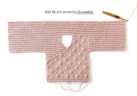 Cómo tejer  una Chaqueta Kimono de crochet de bebé - Patrón y Tutorial - Teje la parte de atrás de las mangas