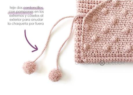 Kimono de Crochet de Bebé- Patrón y Tutorial Cómo tejer una Chaqueta Kimono de crochet de bebé - Patrón y Tutorial - Cose dos cordoncillos exteriores