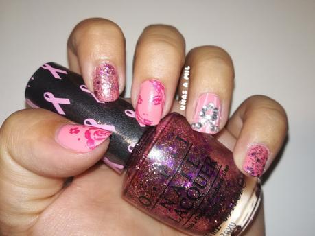 Diseño de uñas rosa como apoyo a la lucha contra el cáncer de mama