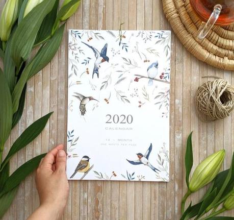 Calendario de plumas azules 70 páginas con planner Calendario 2020