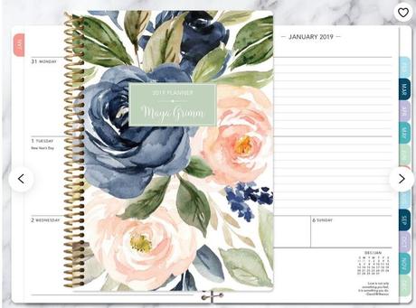 Calendario de plumas azules 70 páginas con planner Calendario 2020