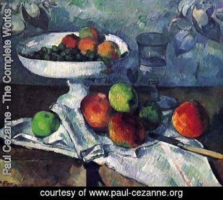 Paul Cezanne - Compotier Glass and Apples Aka Bodegón con Compotier