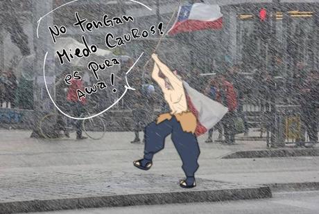 Artistas emplean a Inosuke de ''Kimetsu no Yaiba'', para apoyar protestas en Chile