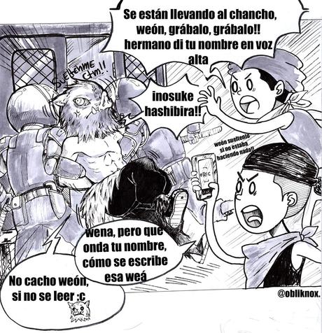 Artistas emplean a Inosuke de ''Kimetsu no Yaiba'', para apoyar protestas en Chile