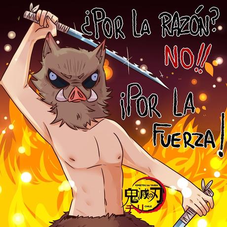 Artistas emplean a Inosuke de ''Kimetsu no Yaiba'', para apoyar protestas en Chile