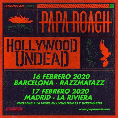 Conciertos de Papa Roach en Razzmatazz y La Riviera en febrero de 2020