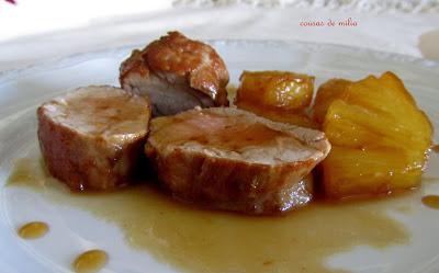 Solomillo con piña caramelizada