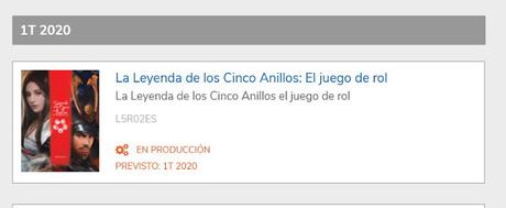 Leyenda de los 5 Anillos se retrasa hasta 2020 (1ª cuarto de año) Leyenda de los 5 Anillos se retrasa hasta 2020 (1ª cuarto de año)
