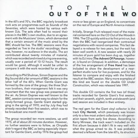 Gentle Giant - Totally Out Of The Woods The BBC Sessions (1970-75 / 2000) Gentle Giant - Totally Out Of The Woods The BBC Sessions (1970-75 / 2000)