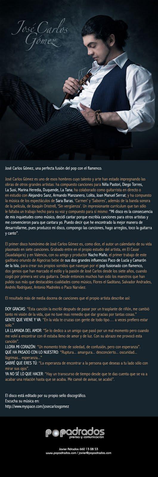 José Carlos Gómez (cantante trasplantado) una perfecta fusión del pop con el flamenco