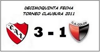 Independiente: 3 - Colón: 1 (Fecha 14°)