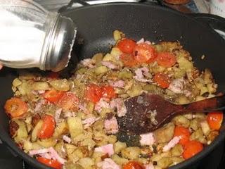 Quiche de berenjenas con bacón y pimientos del cristal