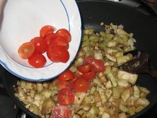Quiche de berenjenas con bacón y pimientos del cristal