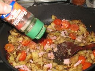 Quiche de berenjenas con bacón y pimientos del cristal