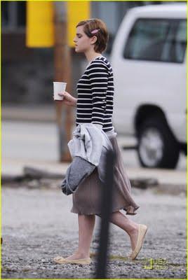 Emma Watson en el set de rodaje...