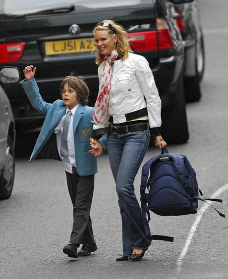 Elle MacPherson Elle Macpherson picking her son Arpad Flynn Busson (b. Feb 14 1998) from school, West London.