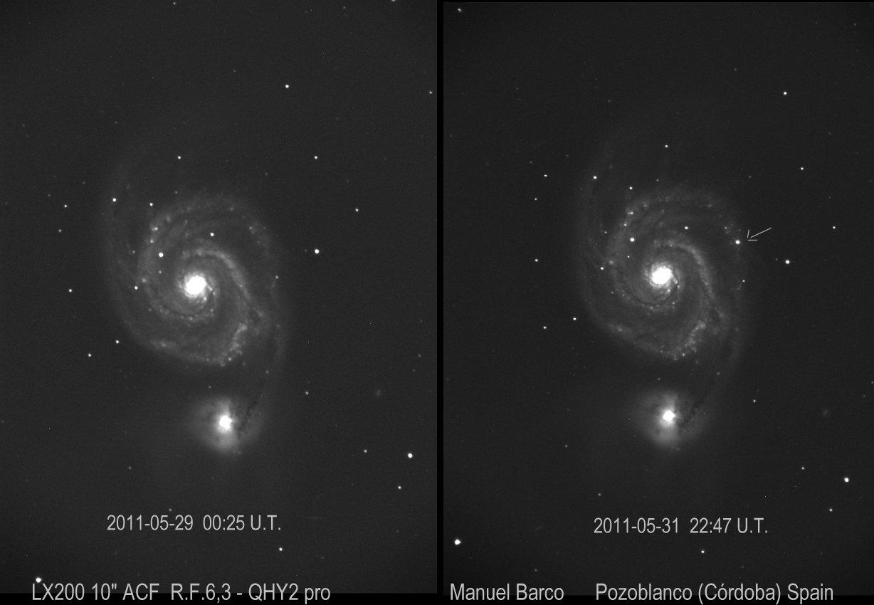 ¿Primera imagen de la supernova de M 51 por un astrónomo cordobés?