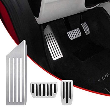 Oferta accesorios Tesla Model 3 SUPAREE Modelo 3 Almohadillas Antideslizantes para Pedal, Cubiertas de Pedales de Aluminio, Acelerador, Freno y Reposapiés para T-esla Model 3 (un juego de 3)