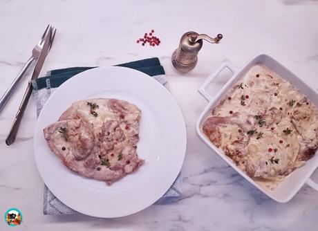 Filetes de carne con salsa de pimienta verde Filetes de carne con salsa de pimienta verde