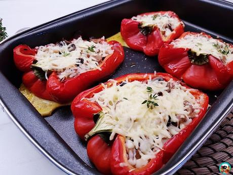 Pimientos rellenos de carne de pavo