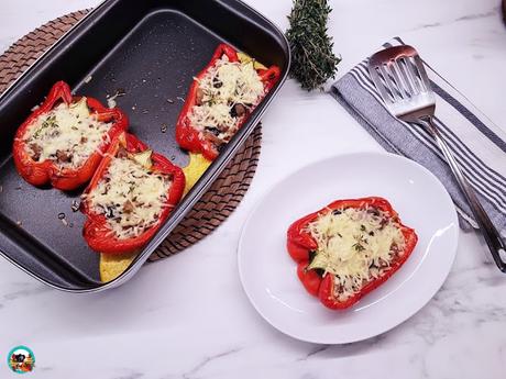 Pimientos rellenos de carne de pavo