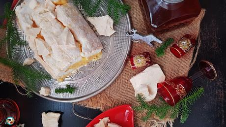 Flan de navidad de chocolate y peras