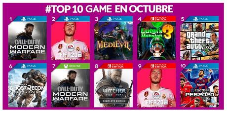 GAME muestra los juegos mas vendidos de octubre