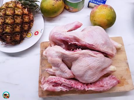 Pollo asado en forma de mariposa