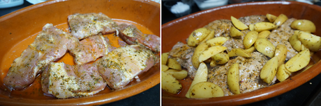 Costillas adobadas al horno con patatas