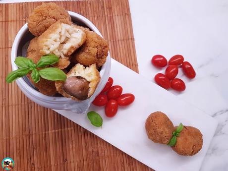 Croquetas de arroz con champiñones Croquetas de arroz con champiñones