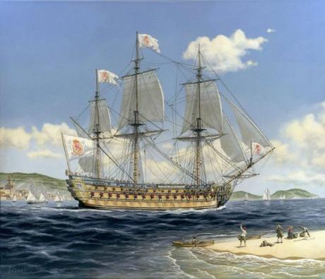 Navio Real Felipe  navegando por la bahía de Santander