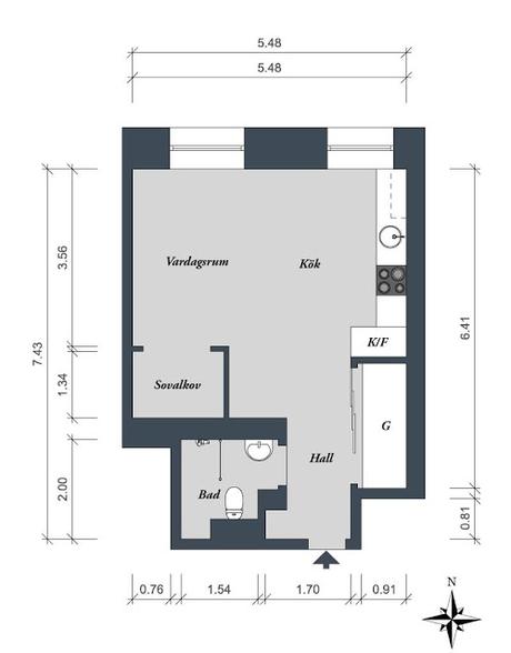 Un coqueto apartamento de 35 m2