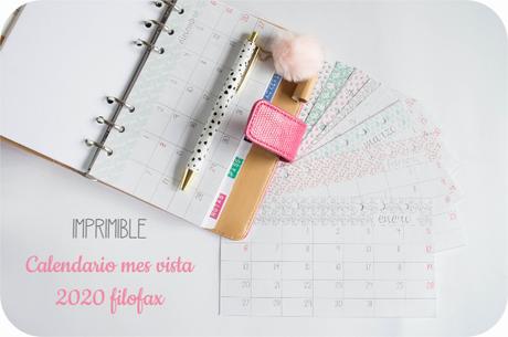 IMPRIMIBLE: Calendario mes vista 2020 para filofax