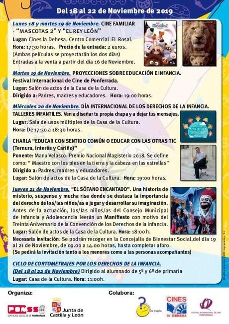 Cine, charlas teatro y documentales en la semana ‘Crece Conmigo’ organizada por el Ayuntamiento de Ponferrada