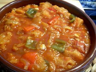 Sopa de tomate  y verduras extremeña.